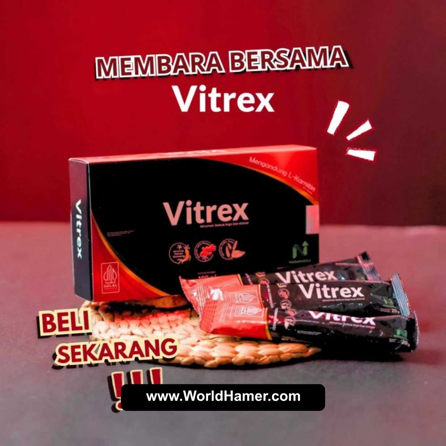 Vitrex Original | Instant Herbal Stamina Coffee for Men with Cordyceps & Ginseng