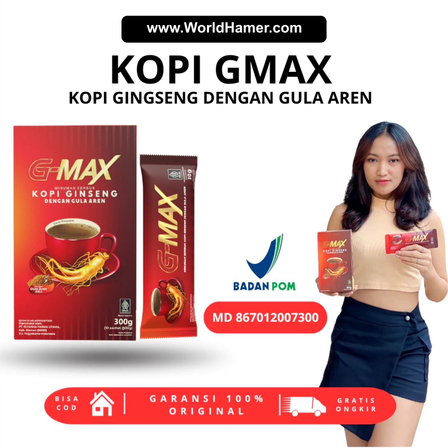 G-MAX Ginseng Coffee with Palm Sugar | Natural Energy Booster