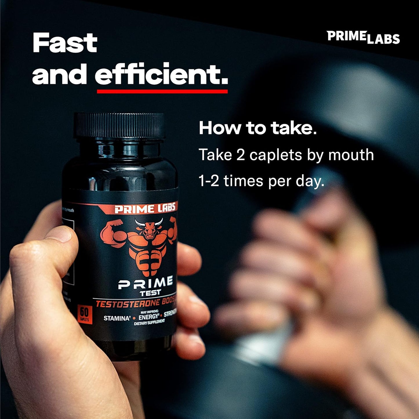 Prime Labs Testosterone Supplement for Men - Stamina, Endurance, Energy, & Strength - Men's Testosterone Booster & Workout Supplement - 60 Caplets