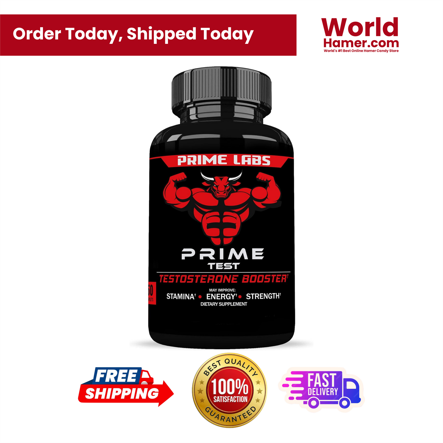 Prime Labs Testosterone Supplement for Men - Stamina, Endurance, Energy, & Strength - Men's Testosterone Booster & Workout Supplement - 60 Caplets