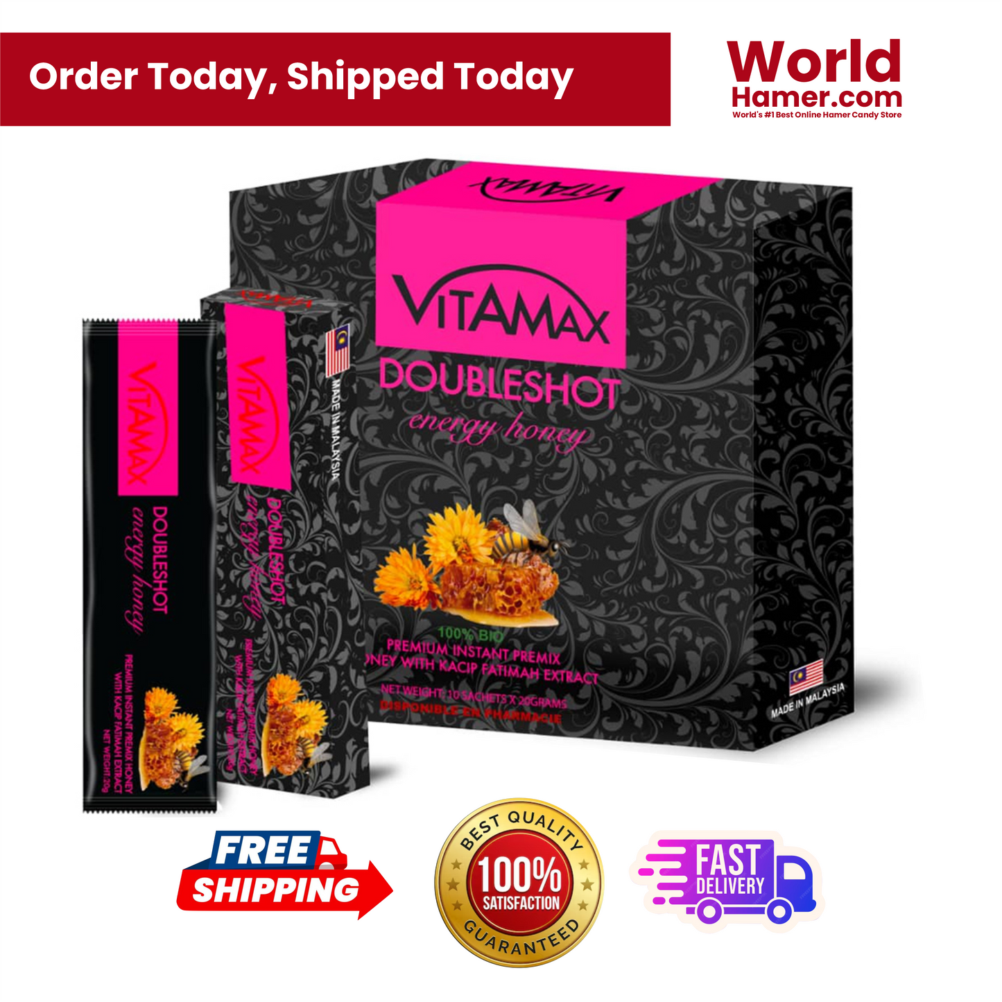 Vitamax Herbal Energy Honey for Men – 10 Sachets – Boost Libido, Stamina & Focus Naturally