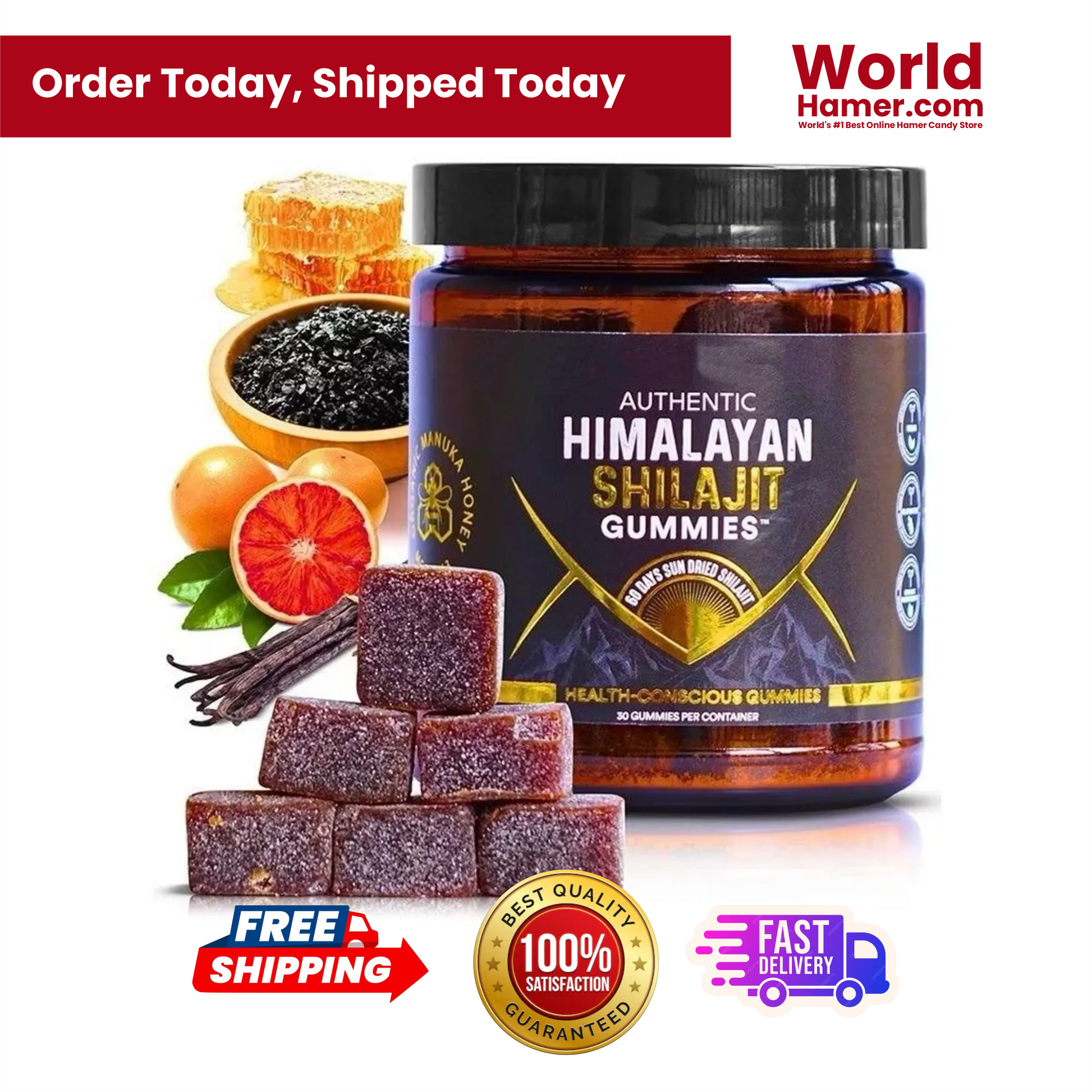 Himalayan Shilajit Gummies – 35 Gummies | Natural Vitality & Energy Booster