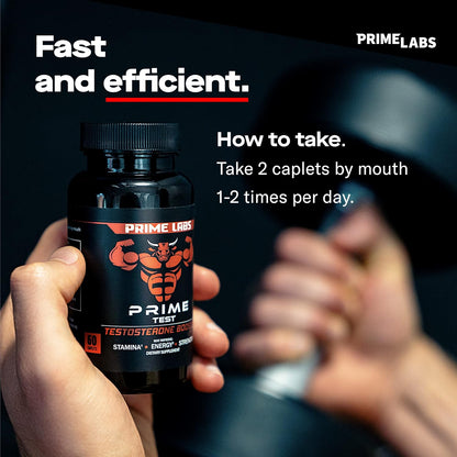 Prime Labs Testosterone Supplement for Men - Stamina, Endurance, Energy, & Strength - Men's Testosterone Booster & Workout Supplement - 60 Caplets