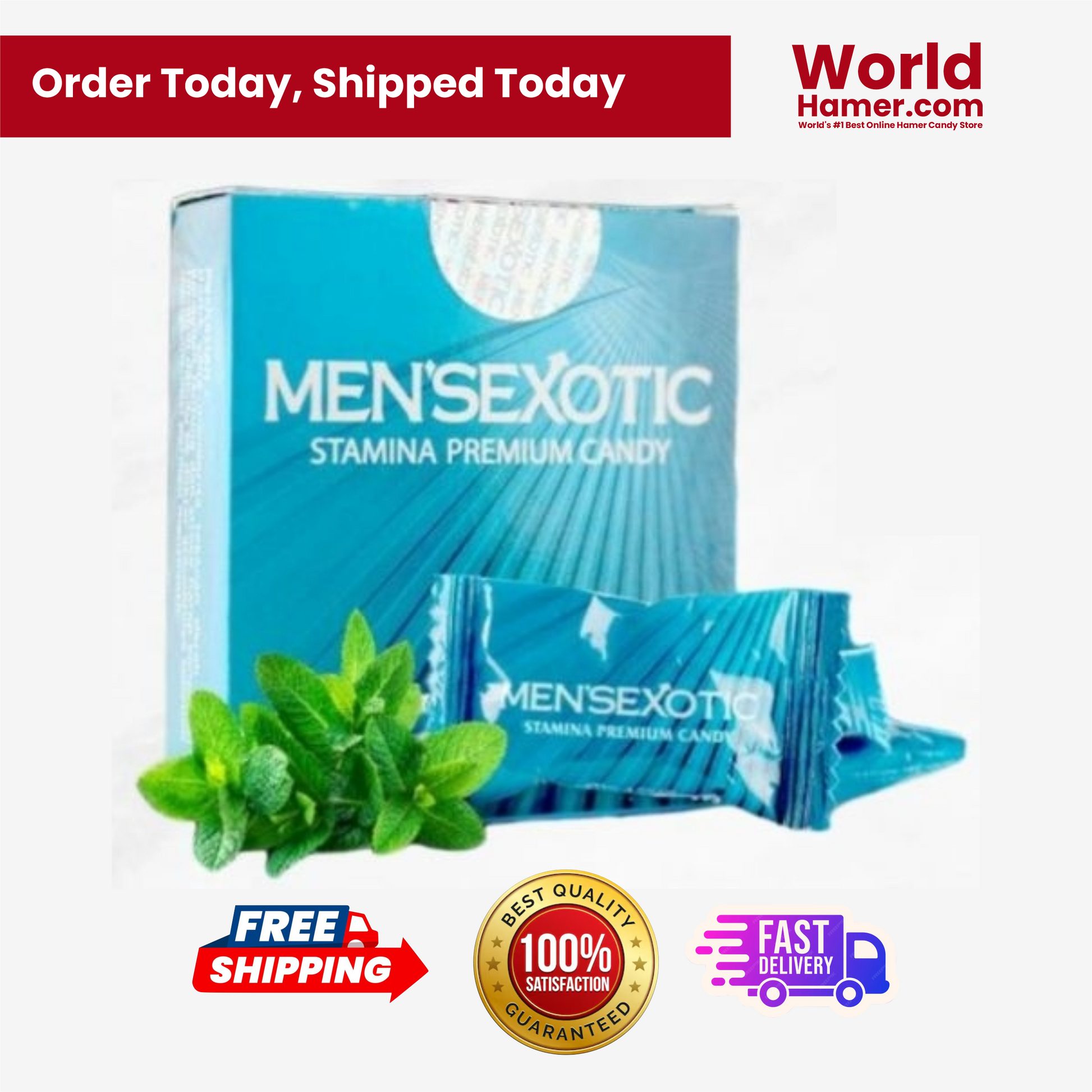 Men’sExotic Stamina Premium Candy – Mint Energy Boost for Men (4 Candies)